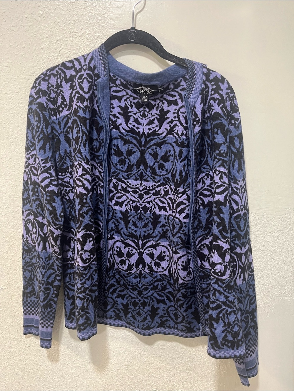 Alan Stuart Purple & Black Patterned Knit Cardigan